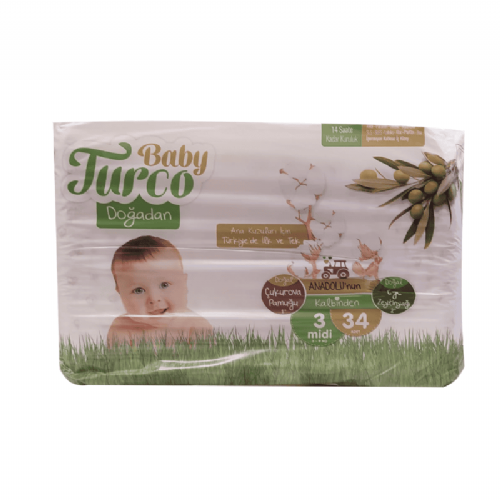 Baby Turco Bebek Bezi Midi 3 Numara 5-9 kg 34 Adet