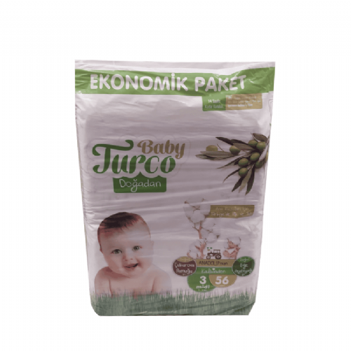 Baby Turco Bebek Bezi 3 Numara Midi 5-9 kg 56 Adet