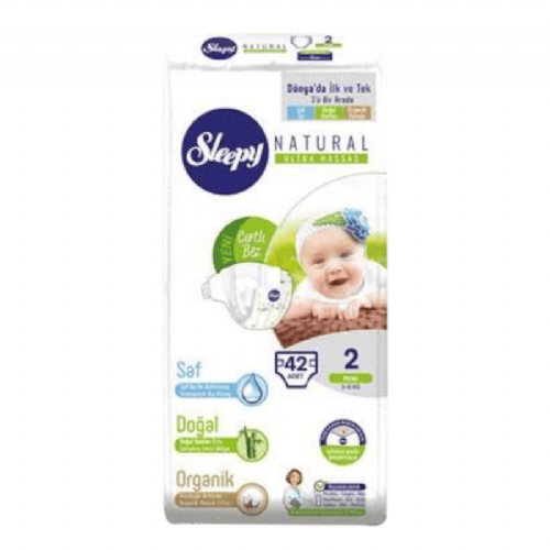 Sleepy Natural Ultra Hassas Bebek Bezi Mini 2 Numara 3-6 kg 42 Adet